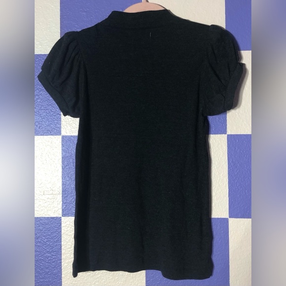 NWT Chaser Mock Neck Ribbed Short Puff Sleeve Triblend Tee - Size S - Picture 2 of 4